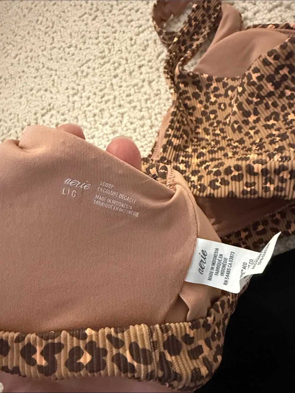 Aerie Leopard Print Bikini Top and Black High-Waist Bottoms - Leopard / Black - Picture 3 of 4